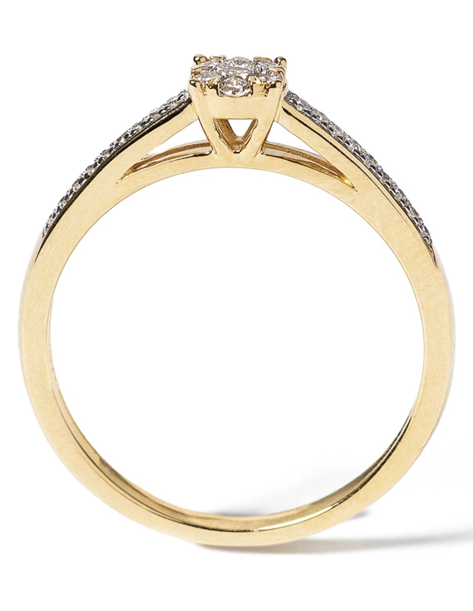 Anillo 14 k de oro diamante pavé 3