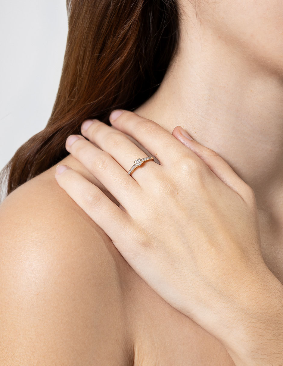 Anillo 14 k de oro diamante pavé 4
