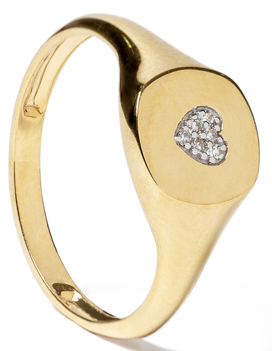 Anillo con gema de corazón 14 k de oro diamante pulido 2