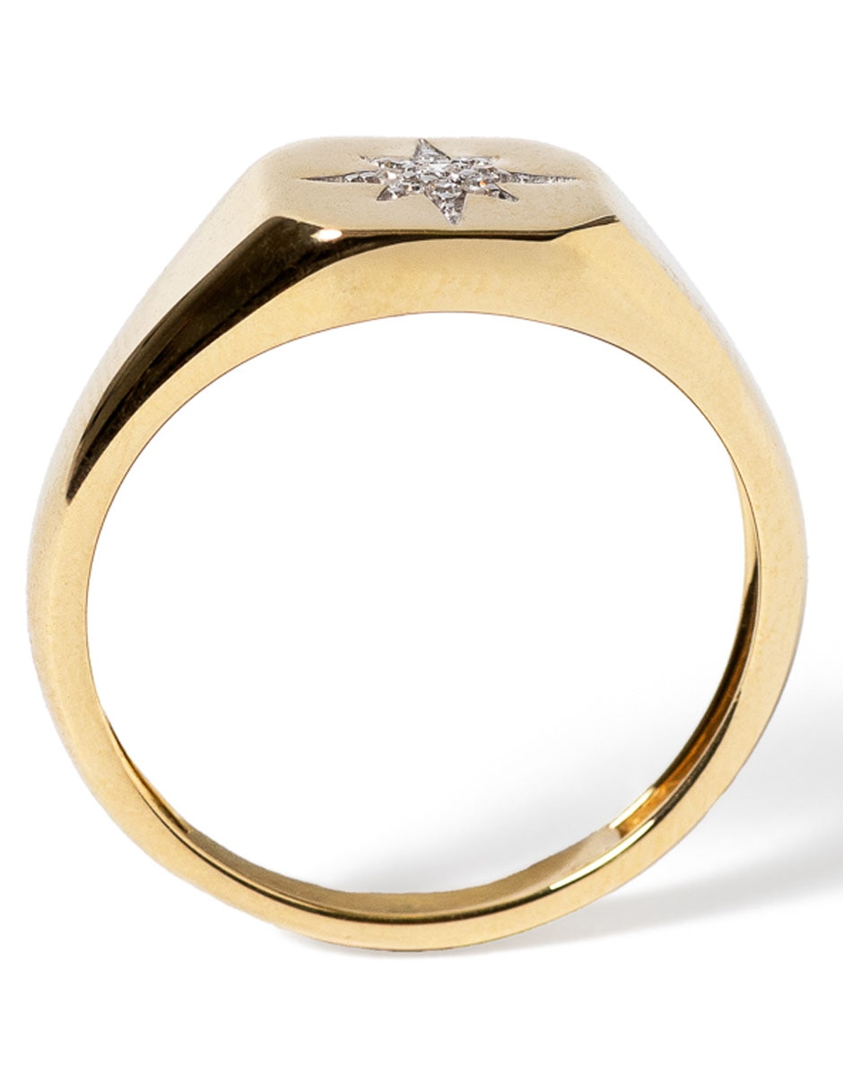 Anillo 14 k de oro diamante pulido 2