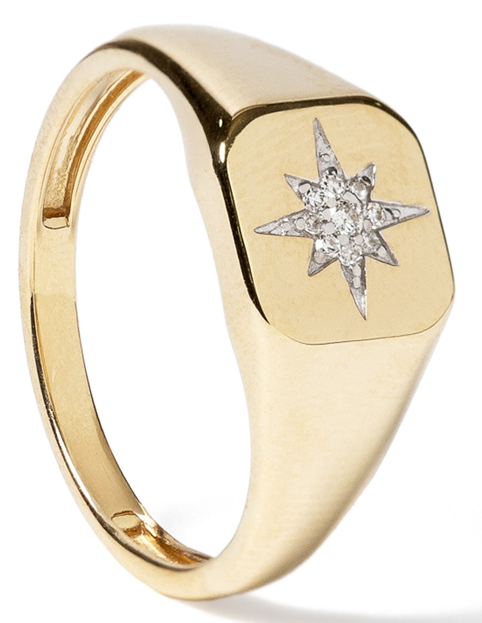 Anillo 14 k de oro diamante pulido 3