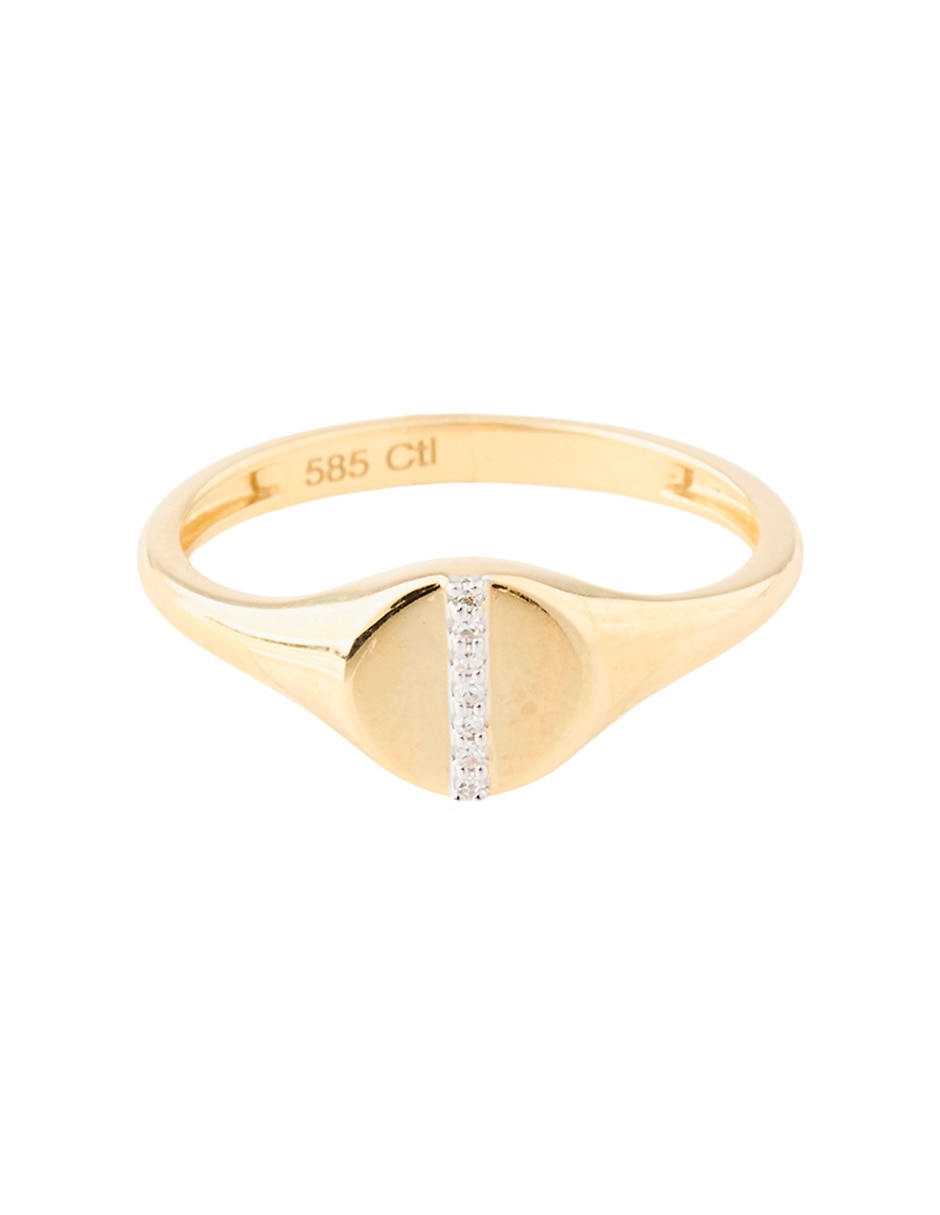 Anillo con gema 14 k de oro diamante pavé