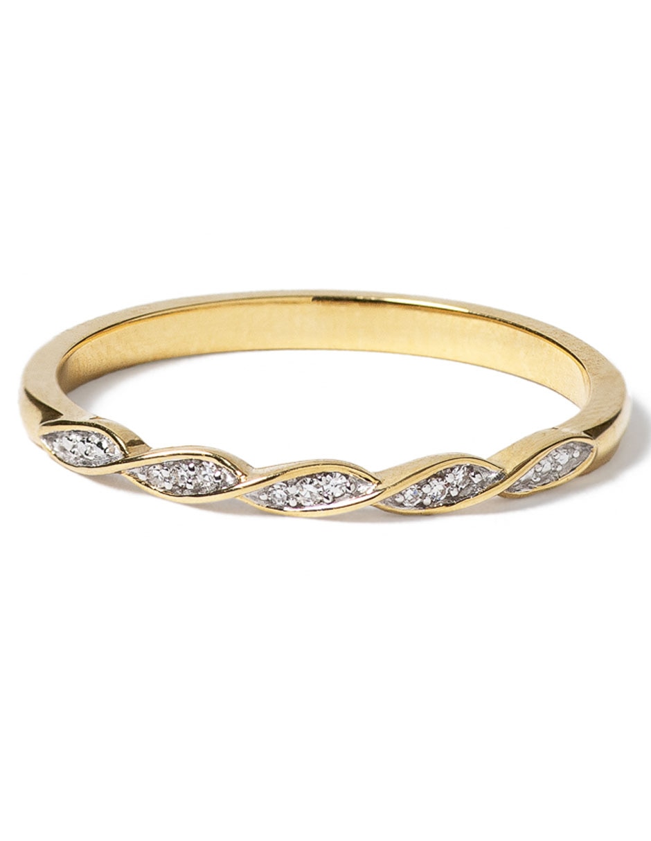 Anillo 14 k de oro diamante pavé