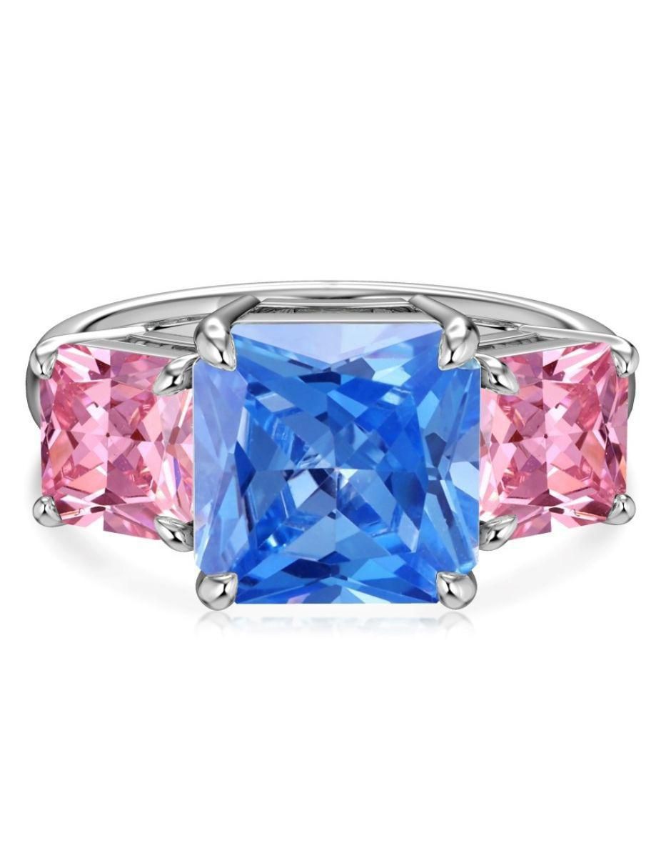 Anillo de compromiso de plata P 925 Celeste zirconia 2