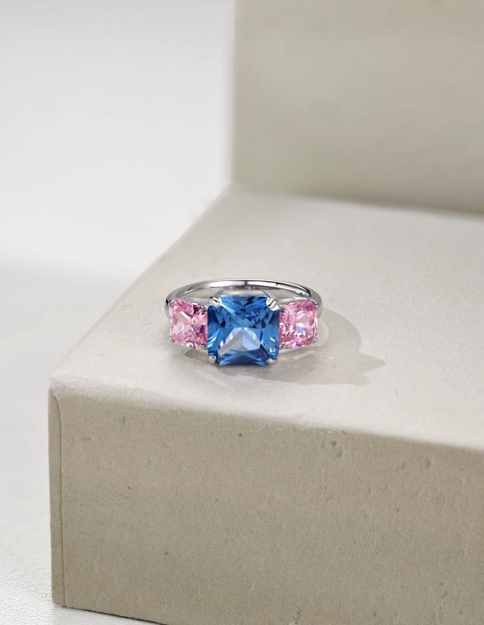 Anillo de compromiso de plata P 925 Celeste zirconia 3