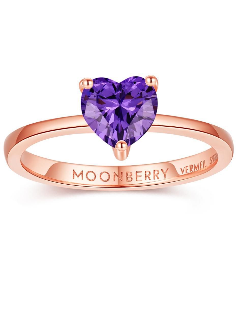 Anillo de corazón Moonberry de plata vermeil P 925 zirconia cúbica
