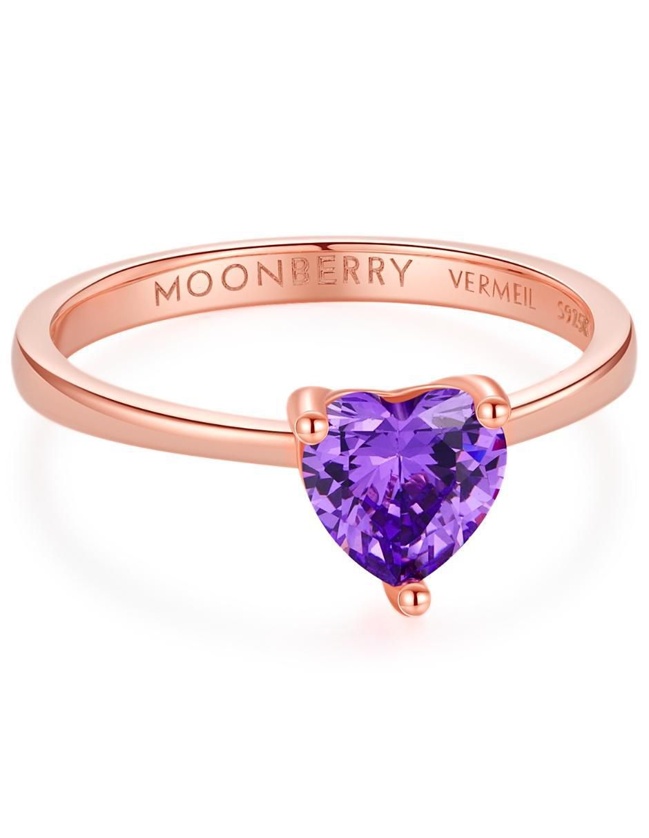 Anillo de corazón de plata vermeil P 925 zirconia cúbica con acabado baño de oro rosa 2