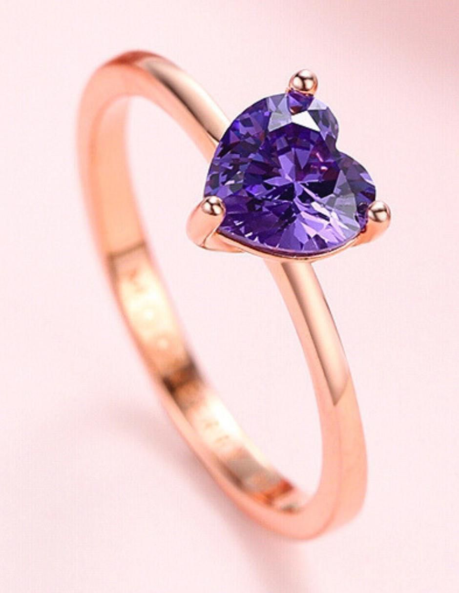 Anillo de corazón de plata vermeil P 925 zirconia cúbica con acabado baño de oro rosa 4