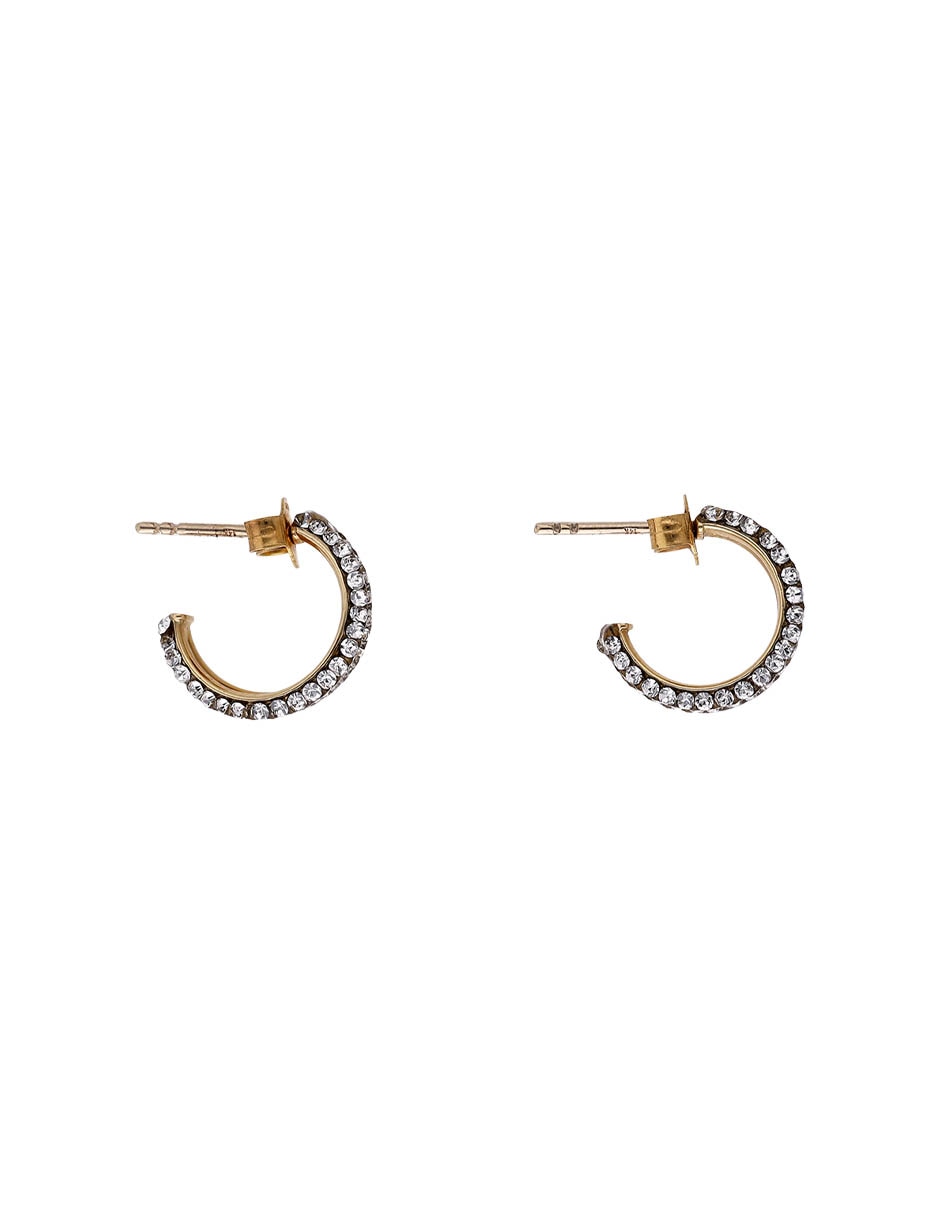 Aretes de aros de oro amarillo 14 K con acabado brillante zirconia 3