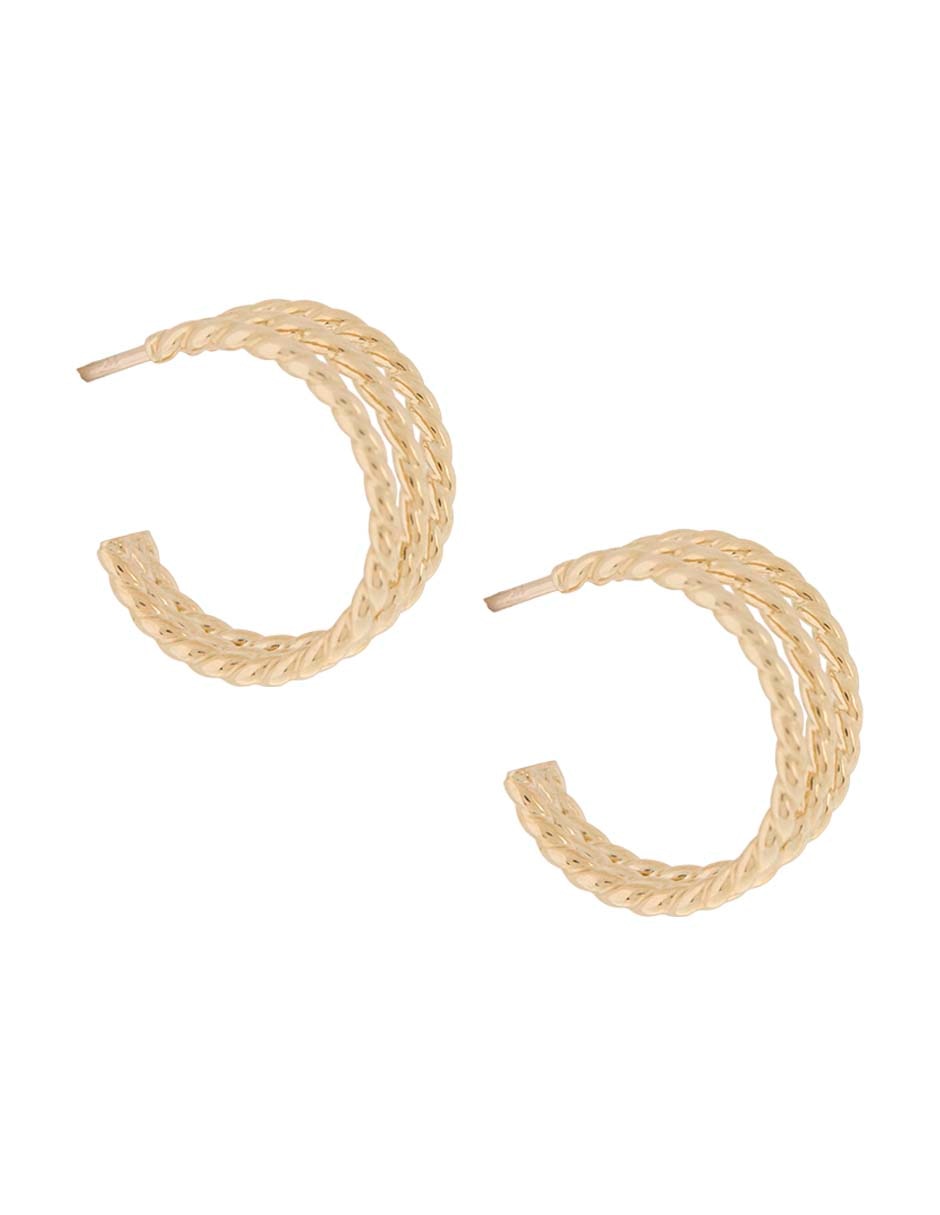 Aretes de aros de oro 14 K con acabado texturizado