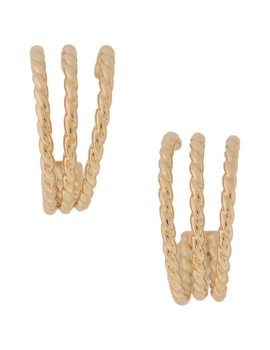 Aretes de aros de oro 14 K con acabado texturizado 2