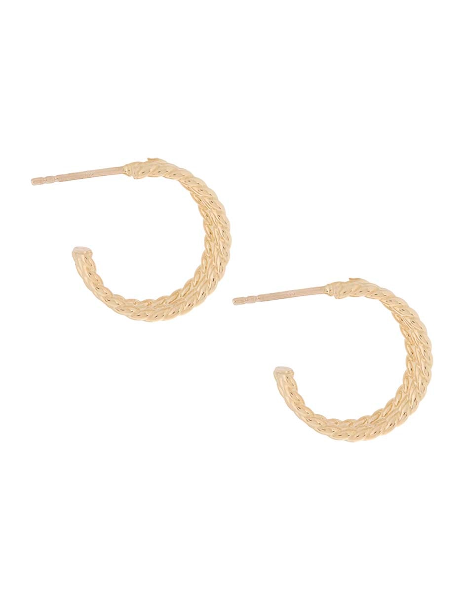 Aretes de aros de oro 14 K con acabado texturizado 3