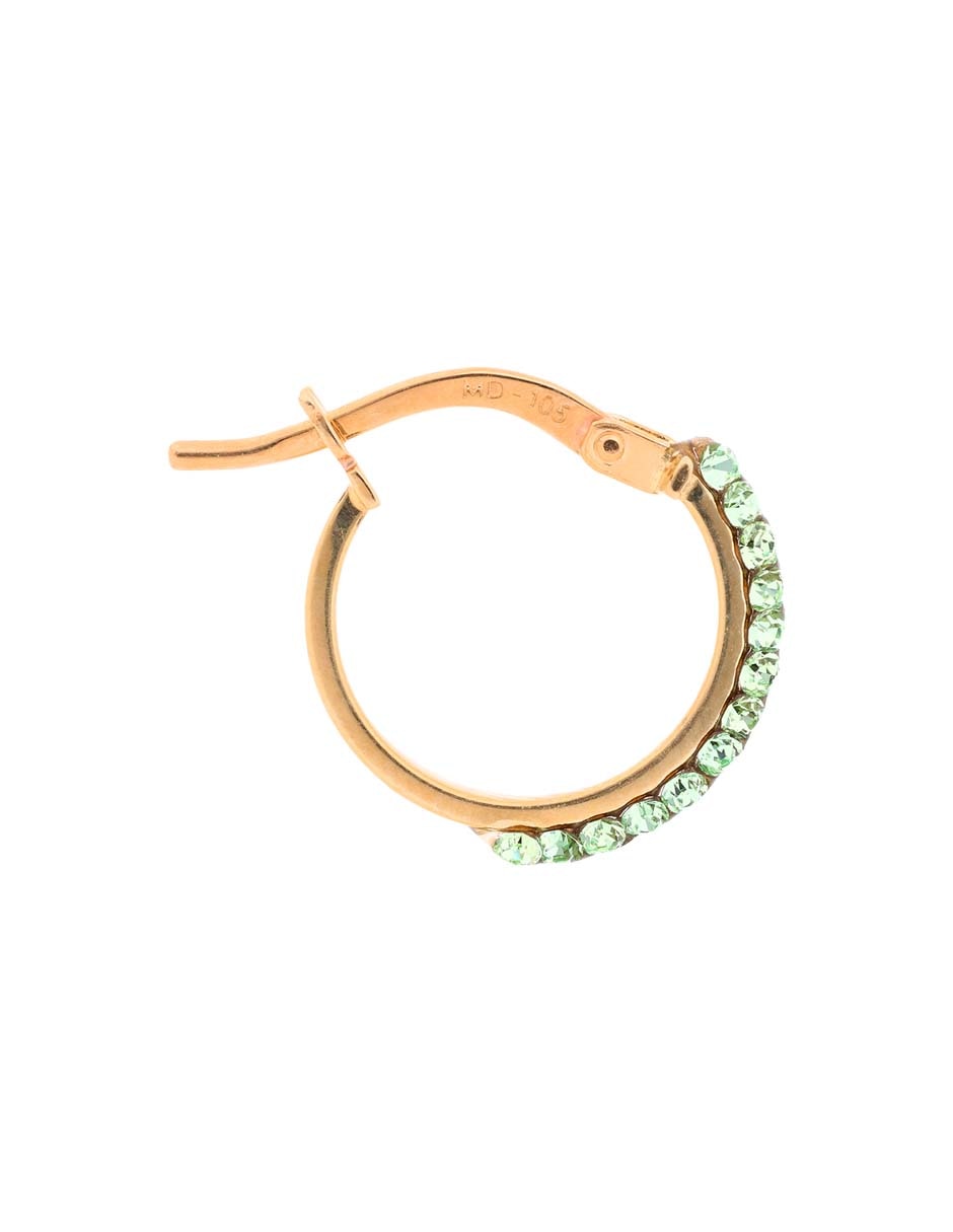 Aretes cortos circulares de oro amarillo 14 K con acabado pavé cristal 3