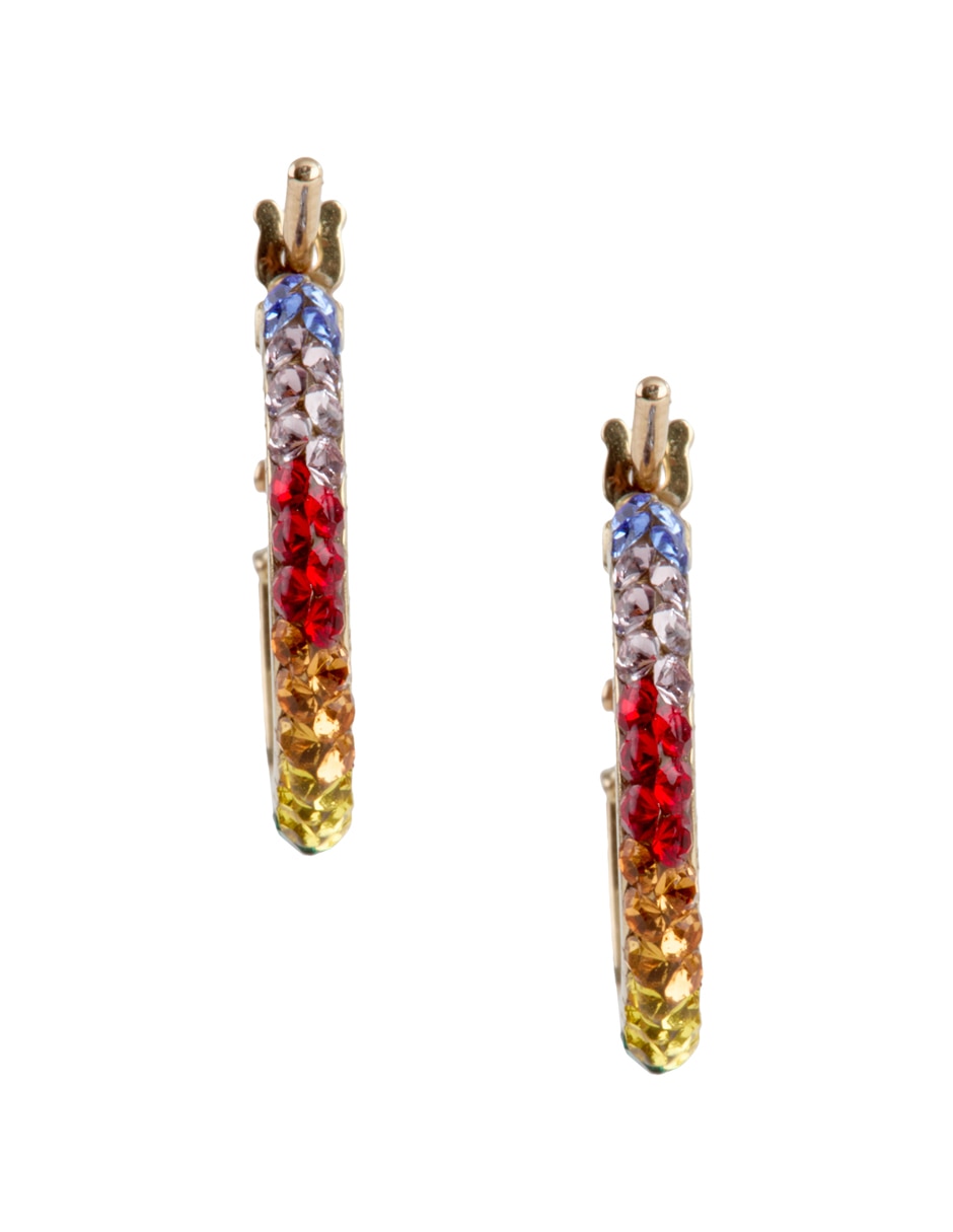 Aretes de aro circulares oro 14 k con acabado pavé cristal