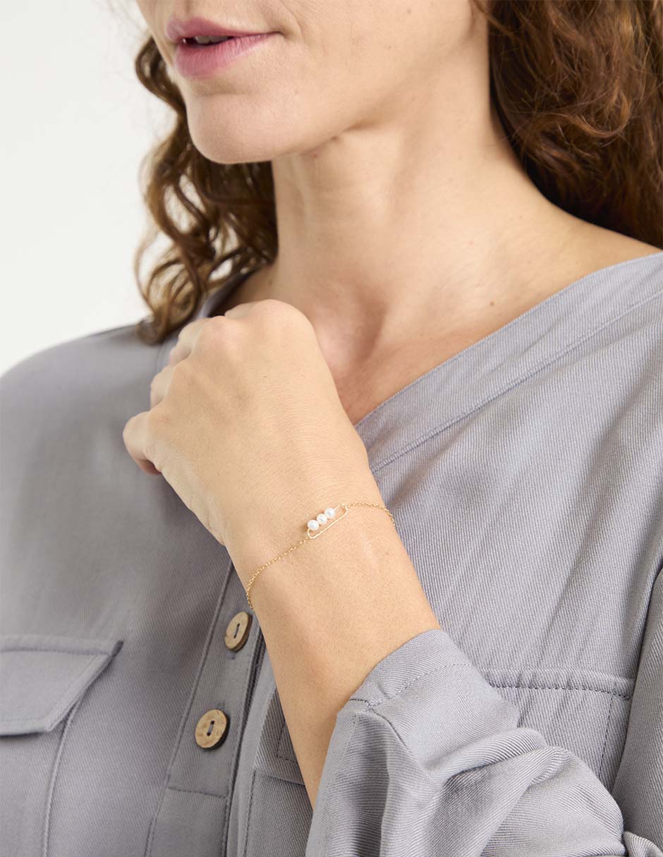 Brazalete de oro amarillo 14 K con acabado brillante 3