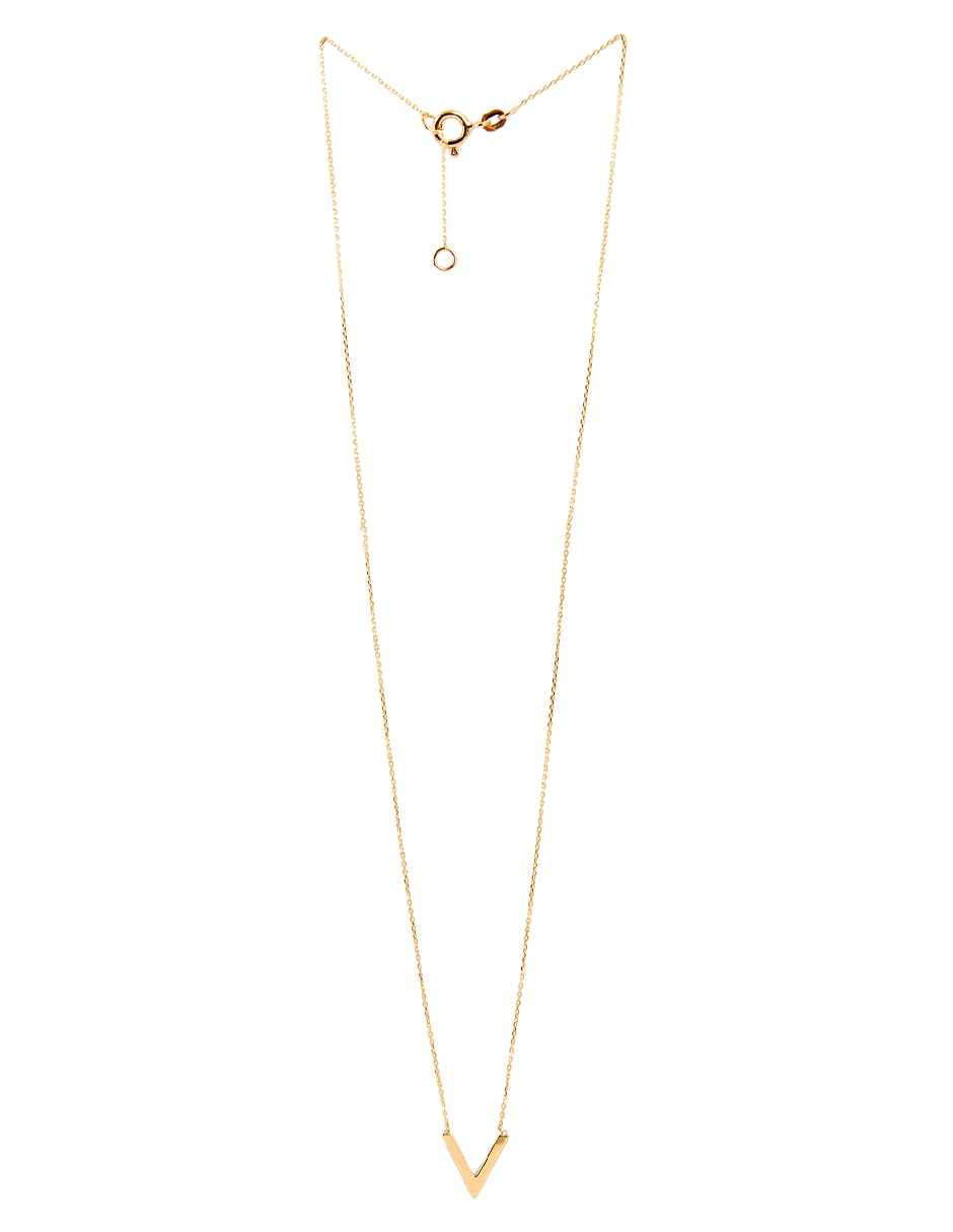 Collar de letra V de oro 14 K 2