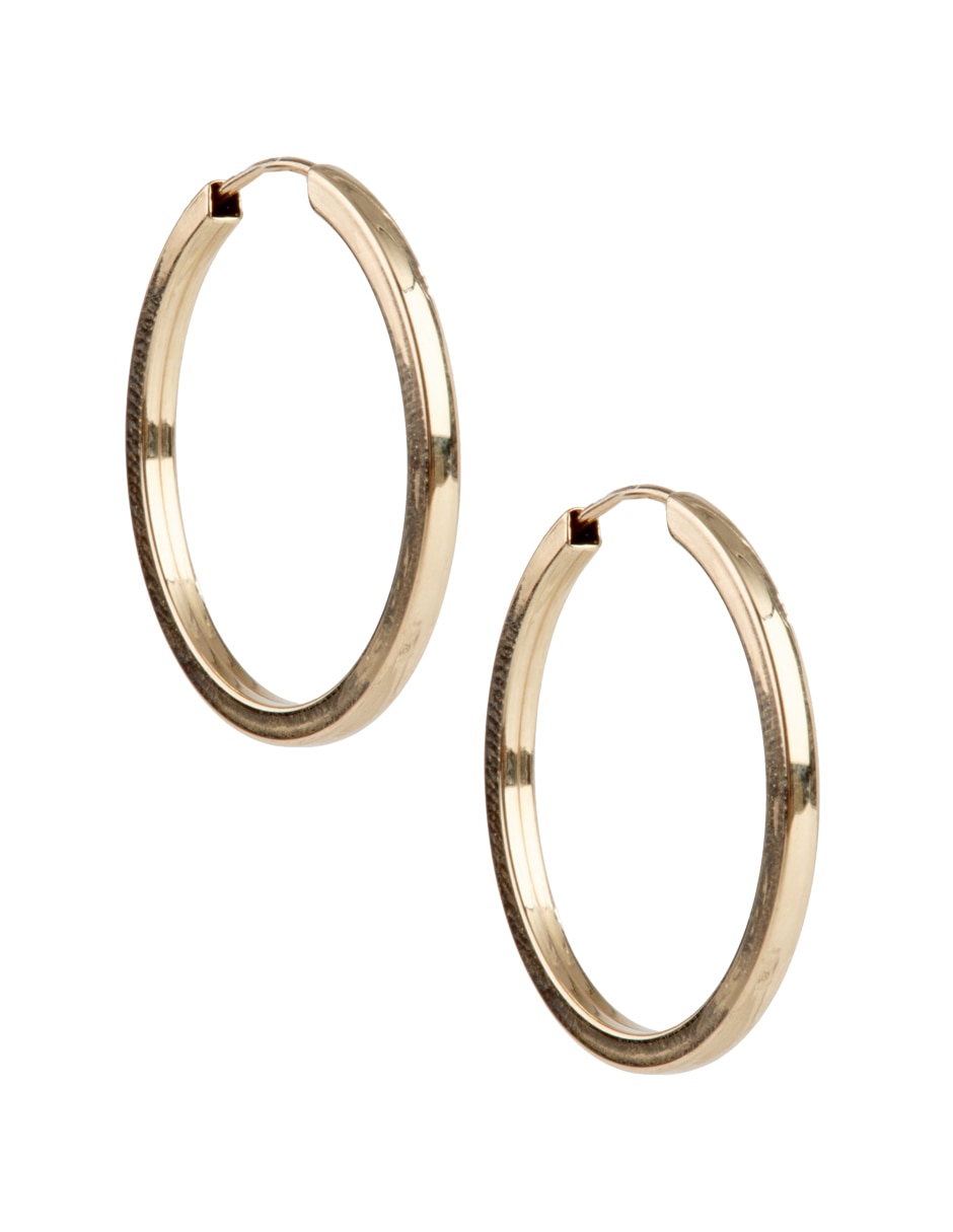 Aretes de aro de oro 14 K con acabado pulido 2