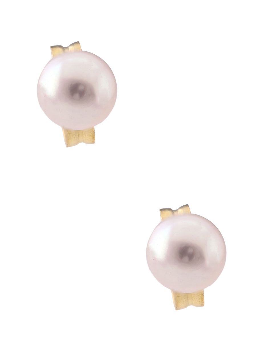 Broqueles de oro 14 K con acabado liso perla Broqueles de oro 14 K con acabado liso perla