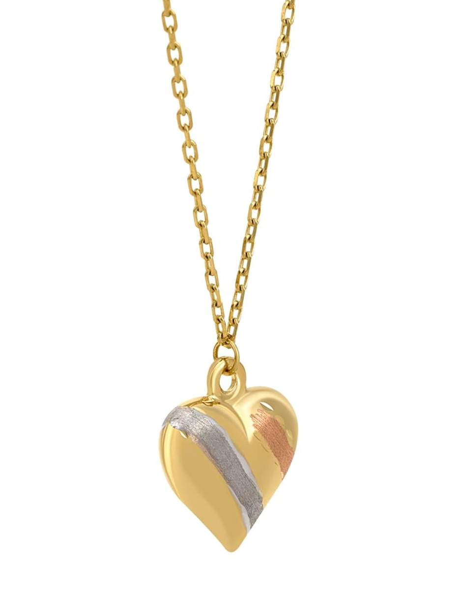 Collar con dije de corazón de oro amarillo 14 K 3
