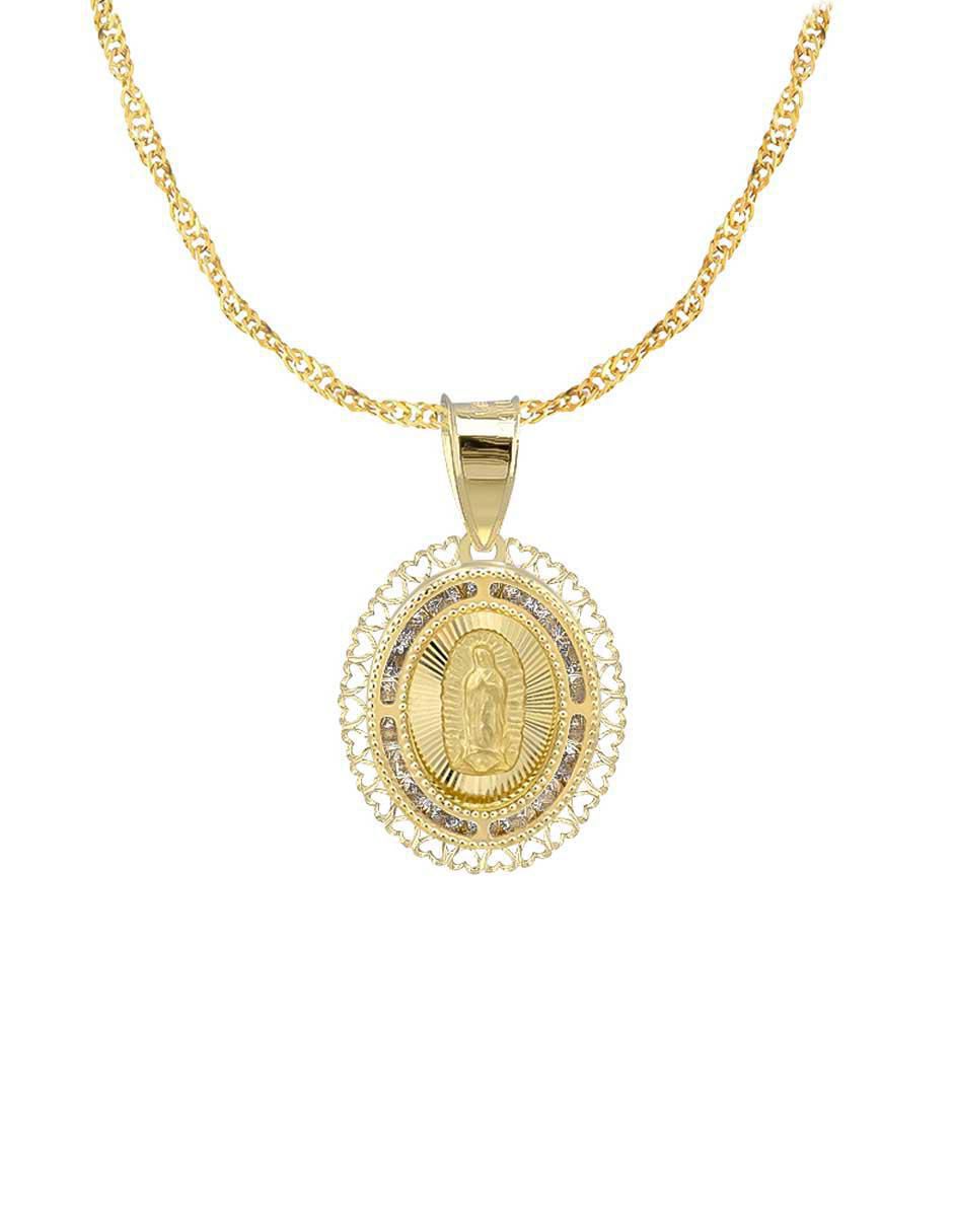 Collar Virgen de Guadalupe ovalado de oro 10 K 1