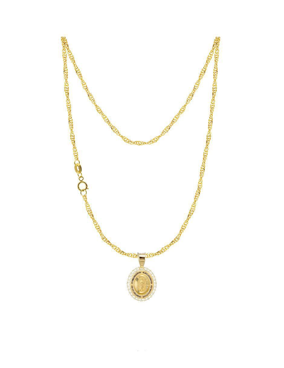 Collar Virgen de Guadalupe ovalado de oro 10 K 4