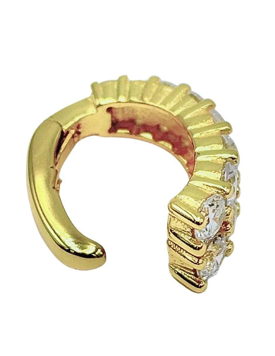 Aretes circulares de plata P 925 con acabado baño de oro zirconia 2