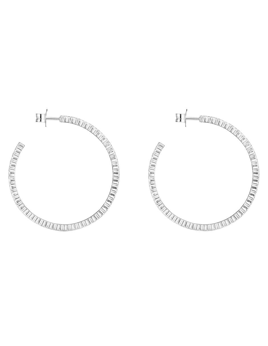 Aretes de aro redondos Straight de plata P 925 con acabado brillante 2