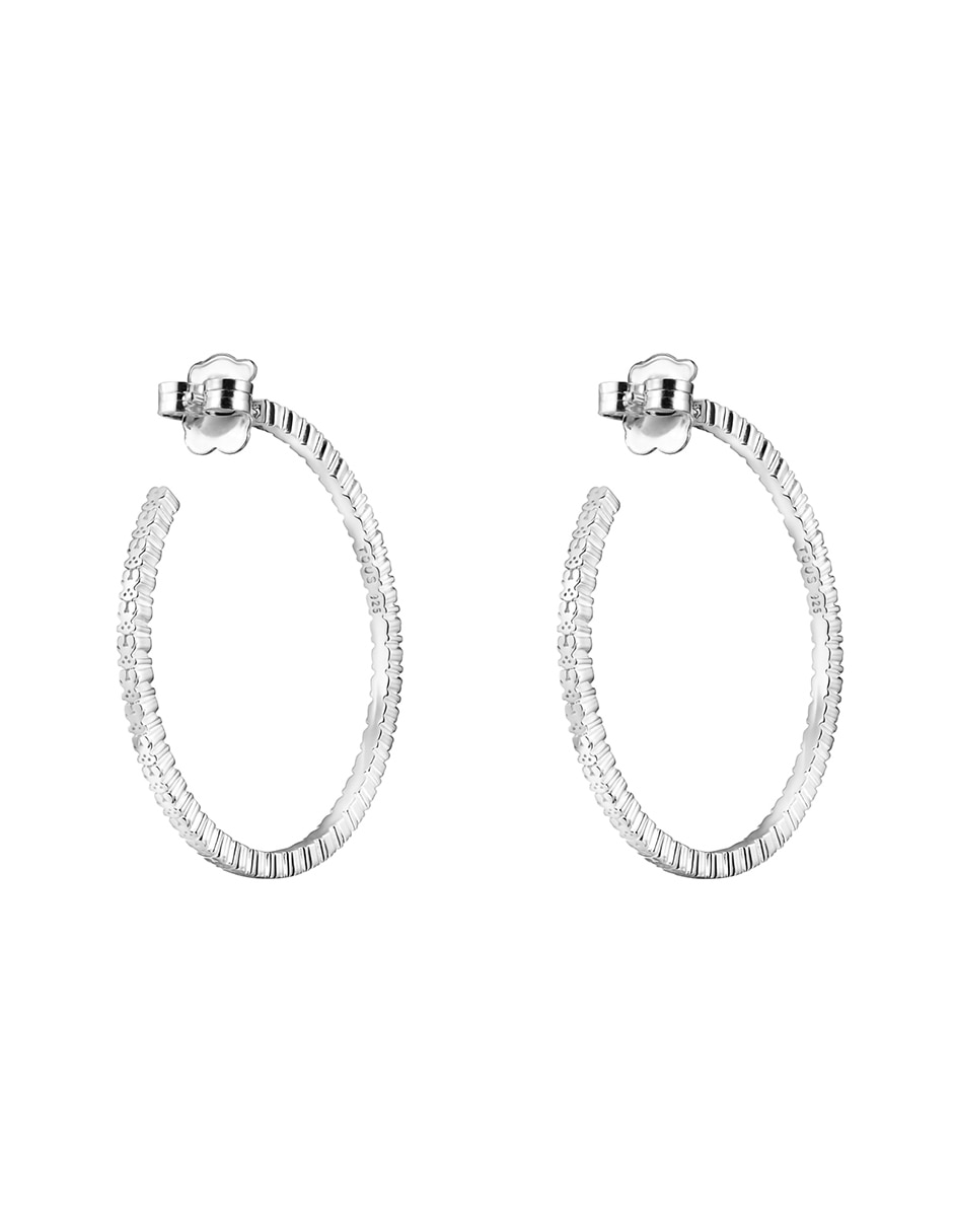Aretes de aro redondos Straight de plata P 925 con acabado brillante 3