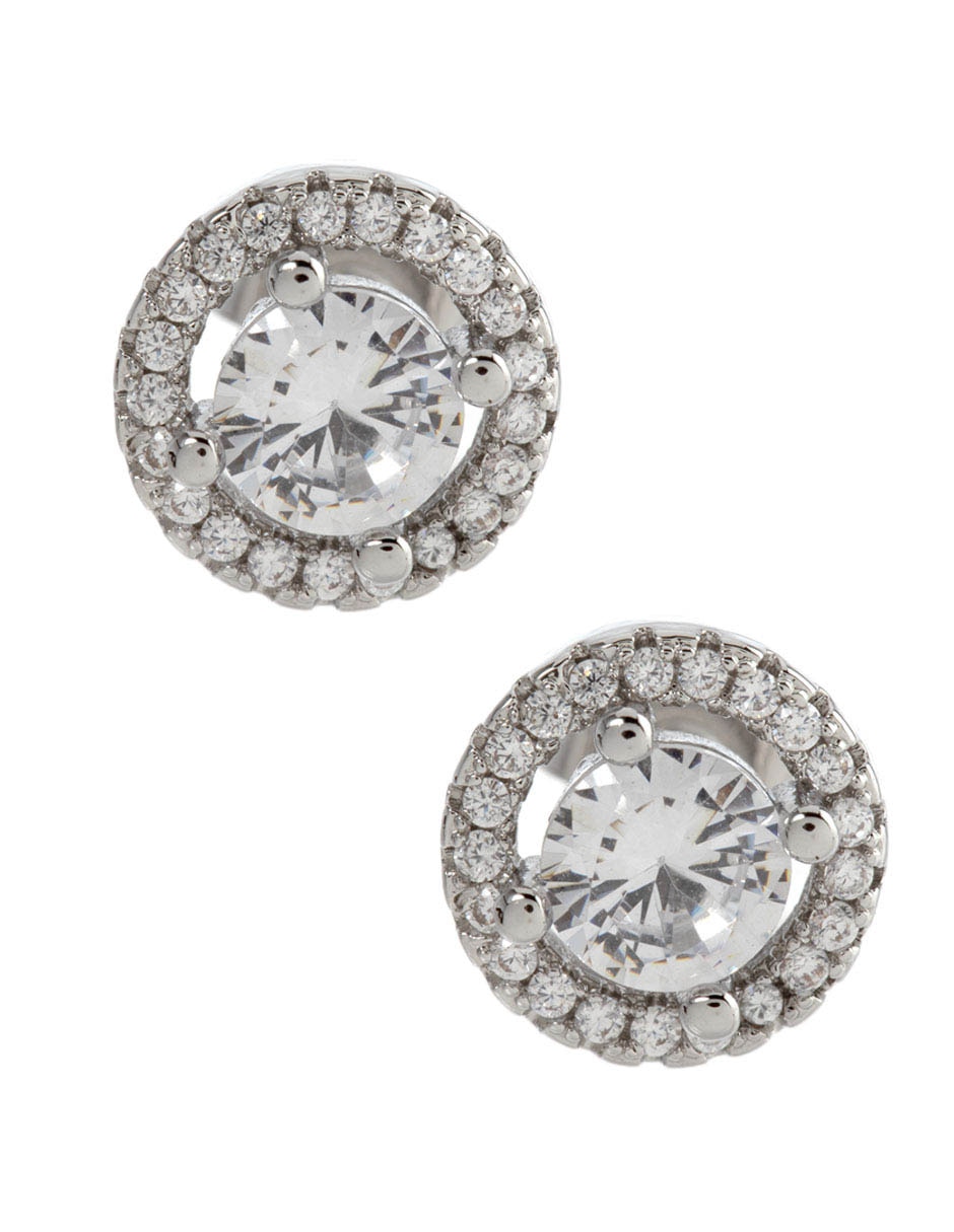 Broqueles circulares de plata P 925 con acabado brillante zirconia