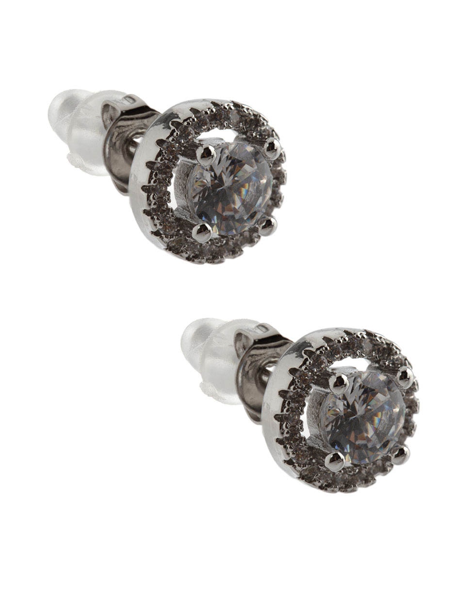Broqueles circulares de plata P 925 con acabado brillante zirconia 2