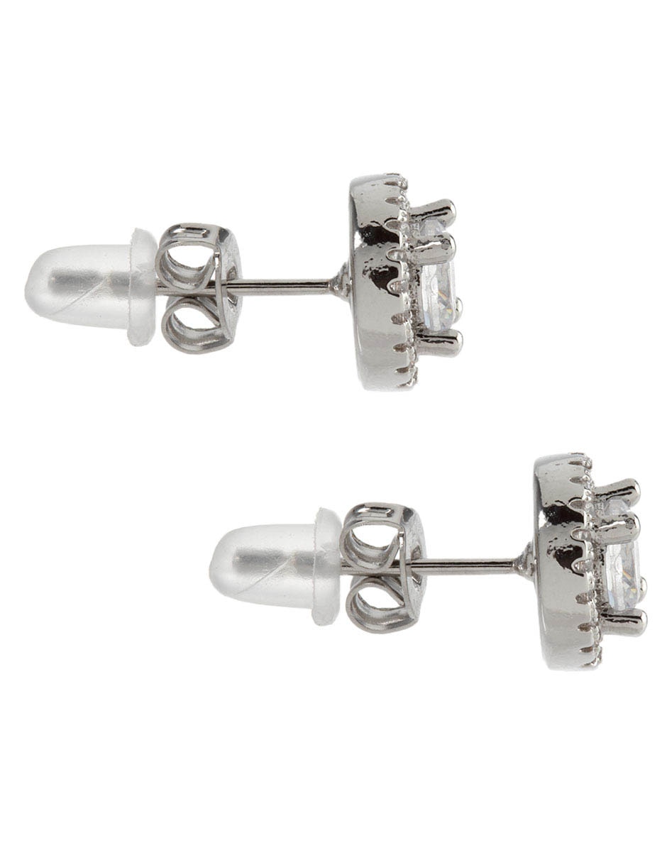 Broqueles circulares de plata P 925 con acabado brillante zirconia 3