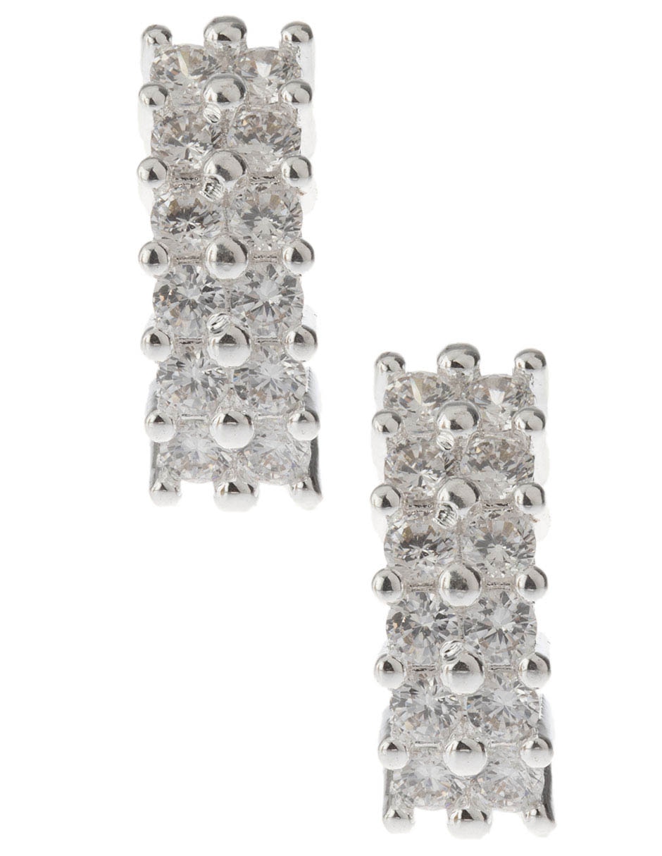 Aretes circulares de plata P 925 con acabado diamantado zirconia