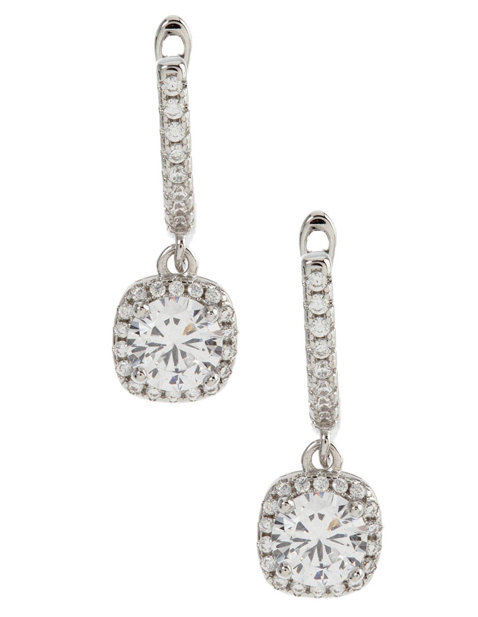Aretes de plata con acabado diamantado zirconia