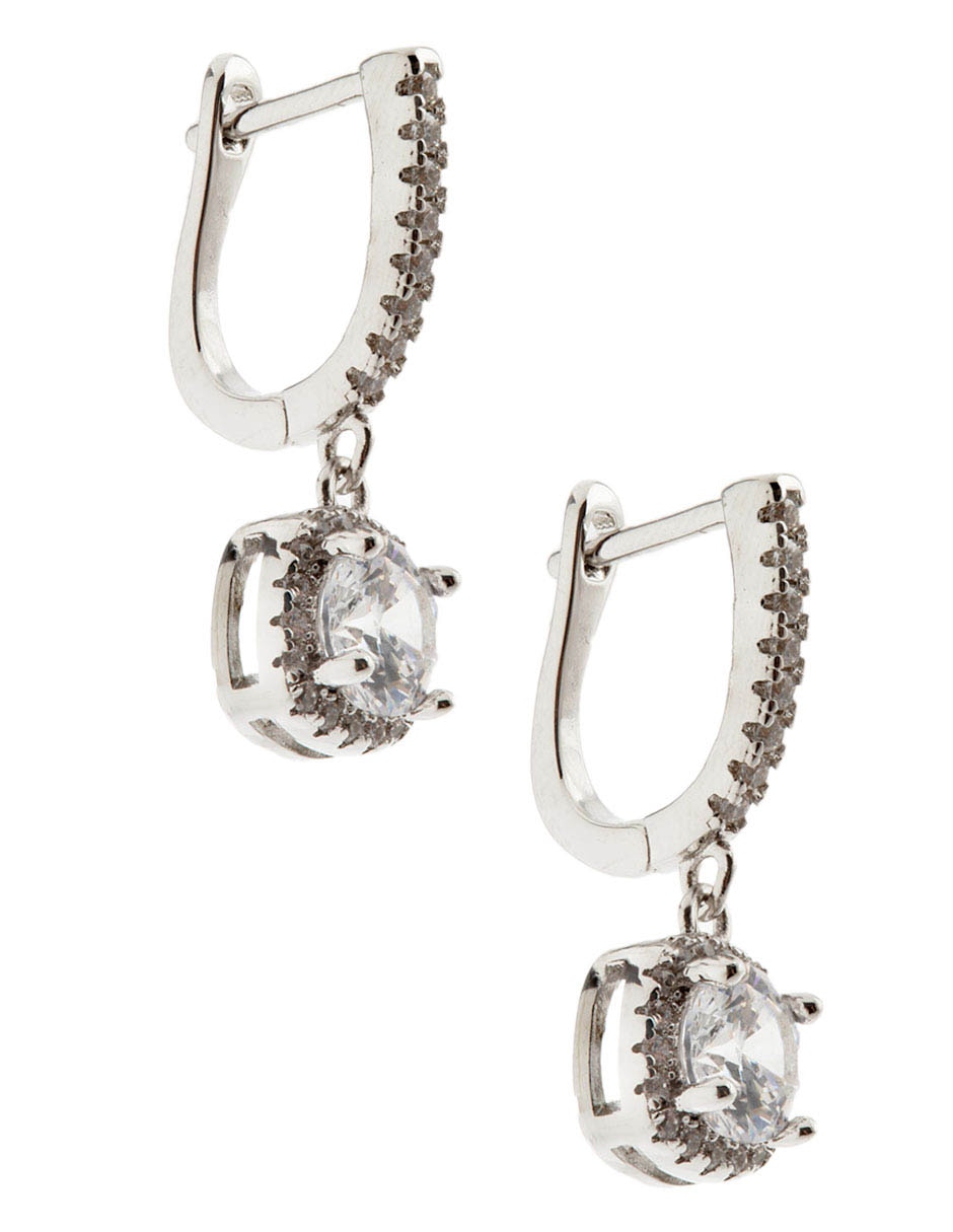 Aretes de plata con acabado diamantado zirconia 2