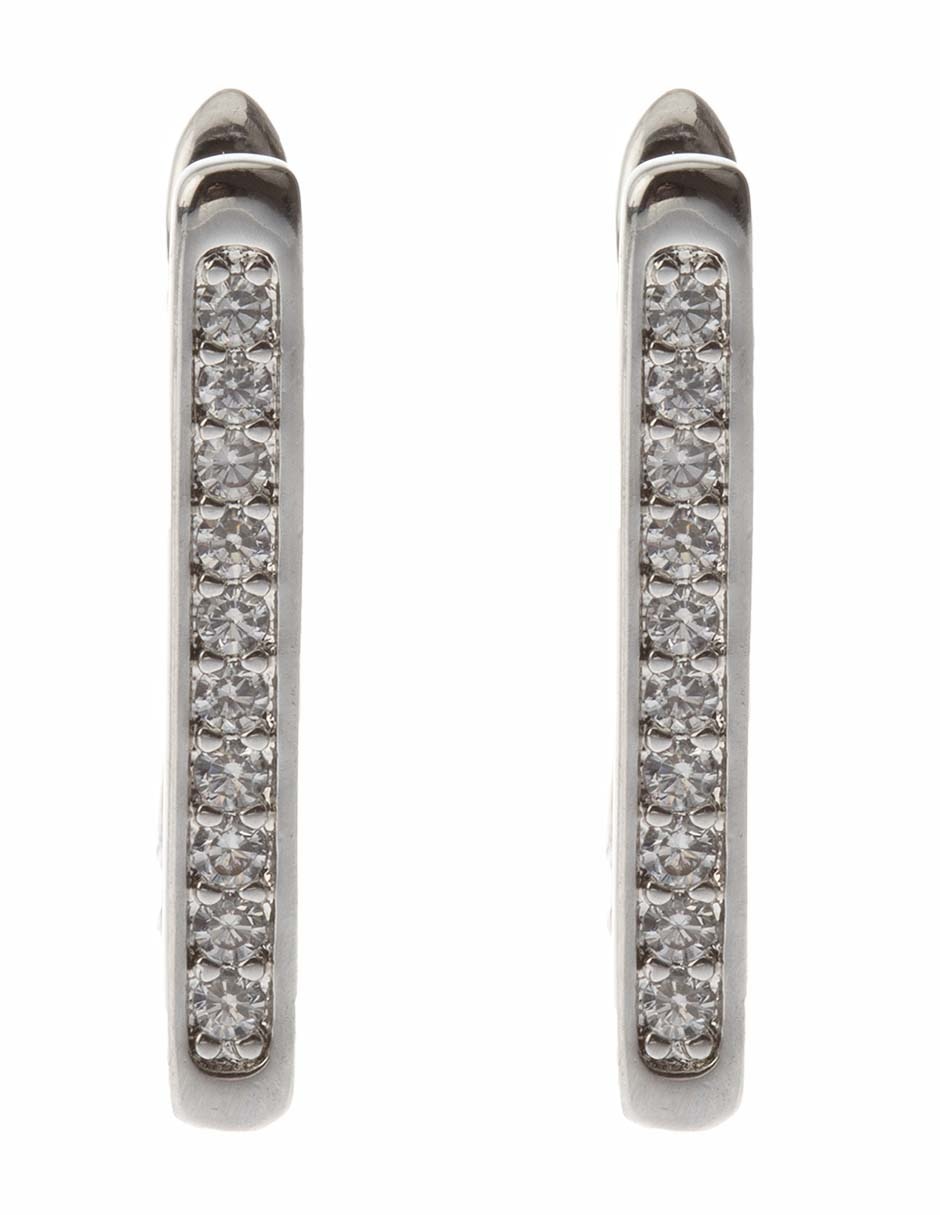 Aretes rectangulares de plata P 925 con acabado brillante zirconia Aretes rectangulares de plata P 925 con acabado brillante zirconia