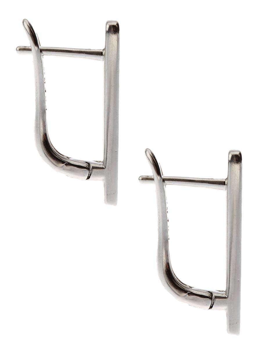 Aretes rectangulares de plata P 925 con acabado brillante zirconia 3