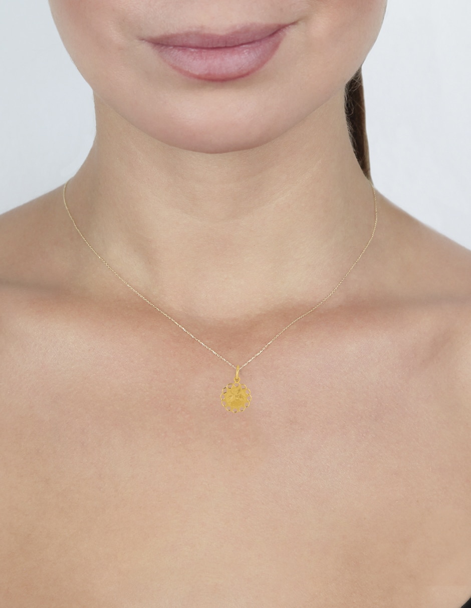 Medalla de flor de oro amarillo 14 K 3