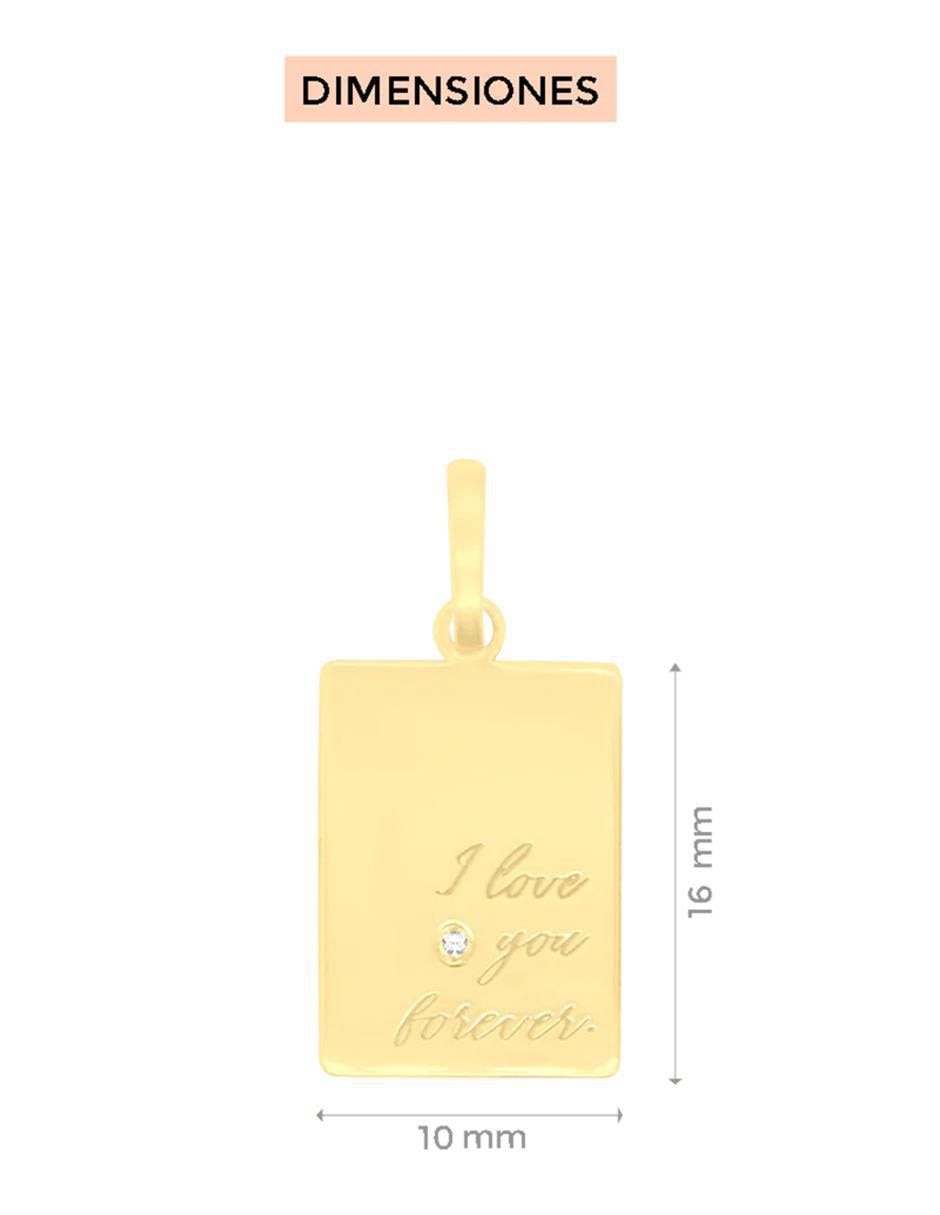 Dije rectangular toujours de oro 14 K 3