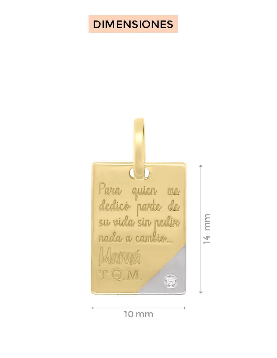 Dije rectangular cartita de oro 14 K 3