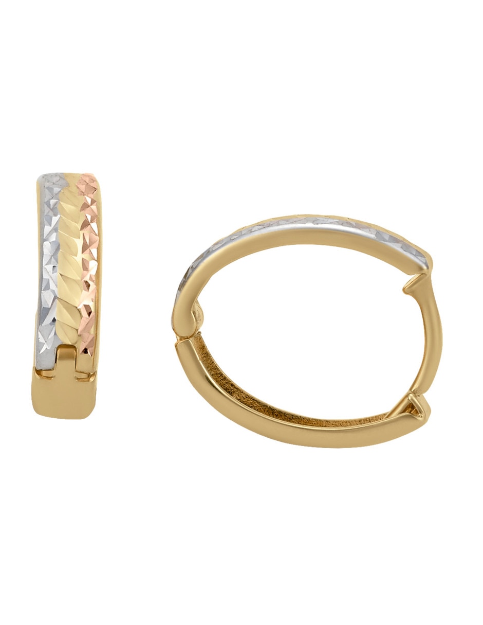 Arracadas de oro florentino 14 K con acabado liso 3