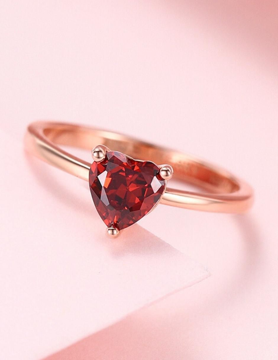 Anillo de corazón de plata vermeil P 925 zirconia cúbica con acabado baño de oro rosa 5