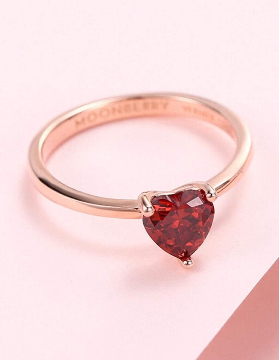 Anillo de corazón de plata vermeil P 925 zirconia cúbica con acabado baño de oro rosa 6