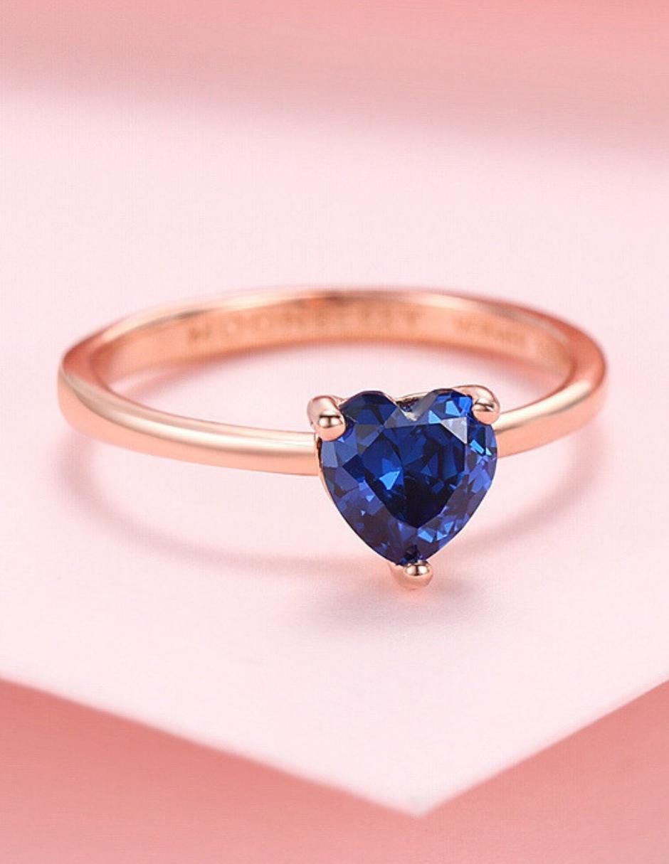 Anillo de corazón de plata vermeil P 925 zirconia cúbica con acabado baño de oro rosa 5