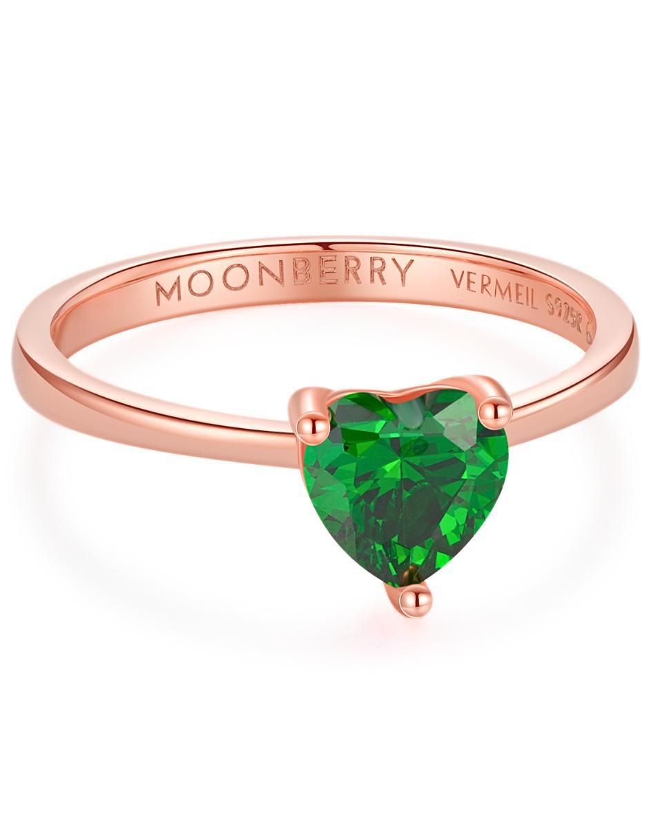 Anillo de corazón de plata vermeil P 925 zirconia cúbica con acabado baño de oro rosa 2