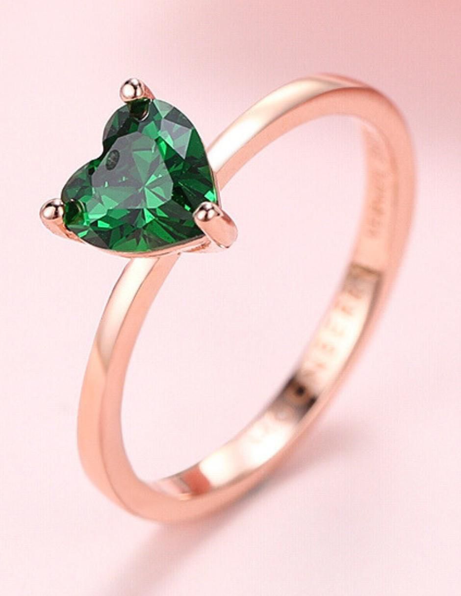 Anillo de corazón de plata vermeil P 925 zirconia cúbica con acabado baño de oro rosa 4
