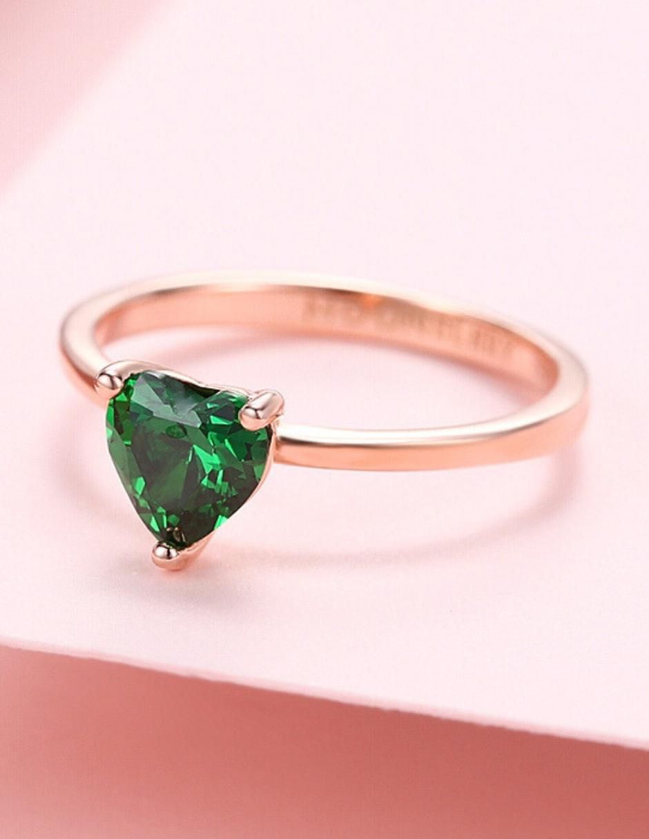 Anillo de corazón de plata vermeil P 925 zirconia cúbica con acabado baño de oro rosa 5