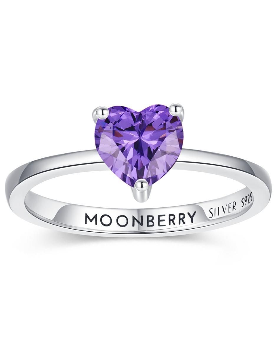Anillo de corazón P 925 de plata zirconia cúbica brillante