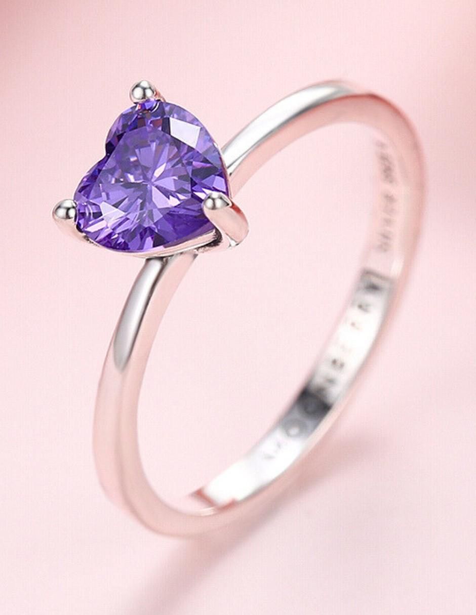 Anillo de corazón P 925 de plata zirconia cúbica brillante 4