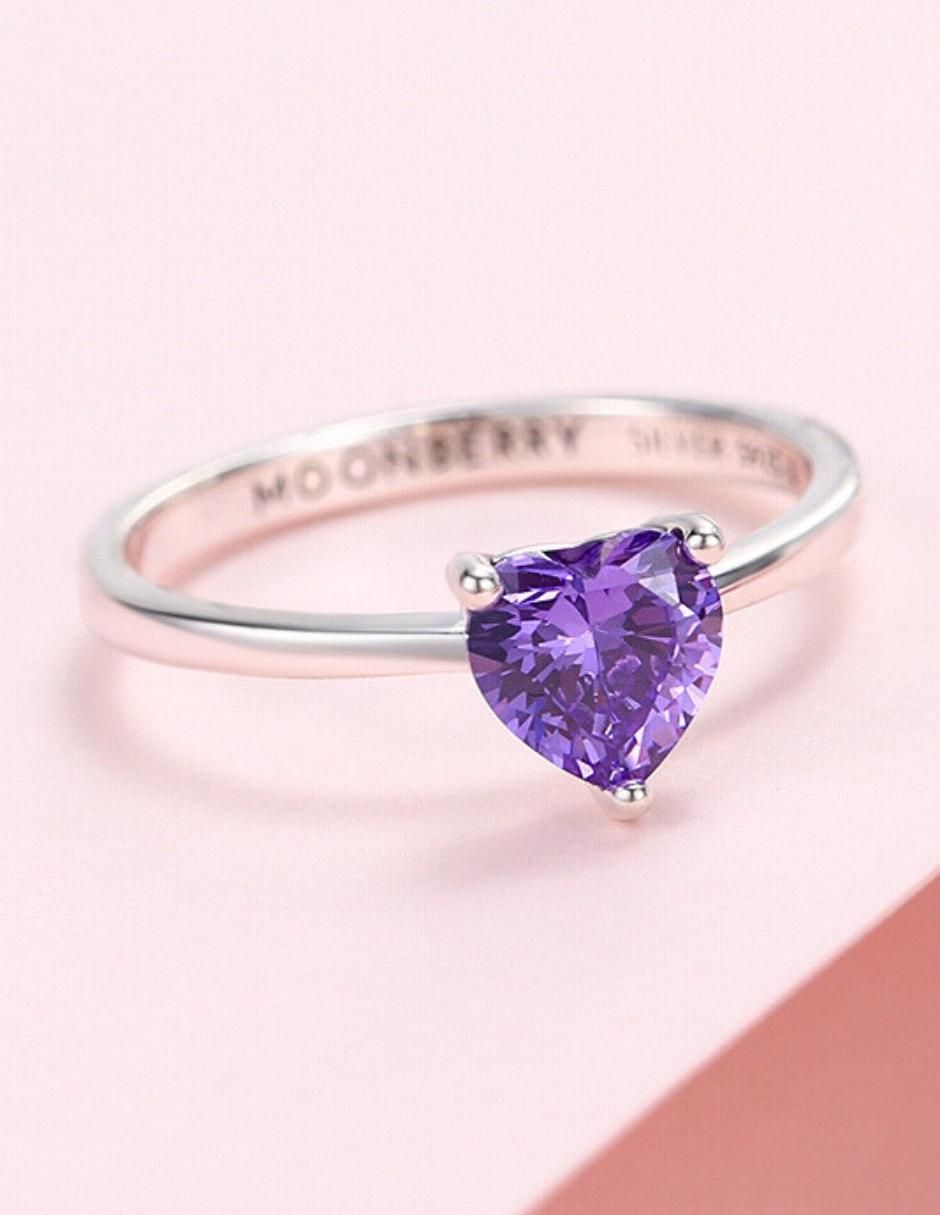 Anillo de corazón P 925 de plata zirconia cúbica brillante 6