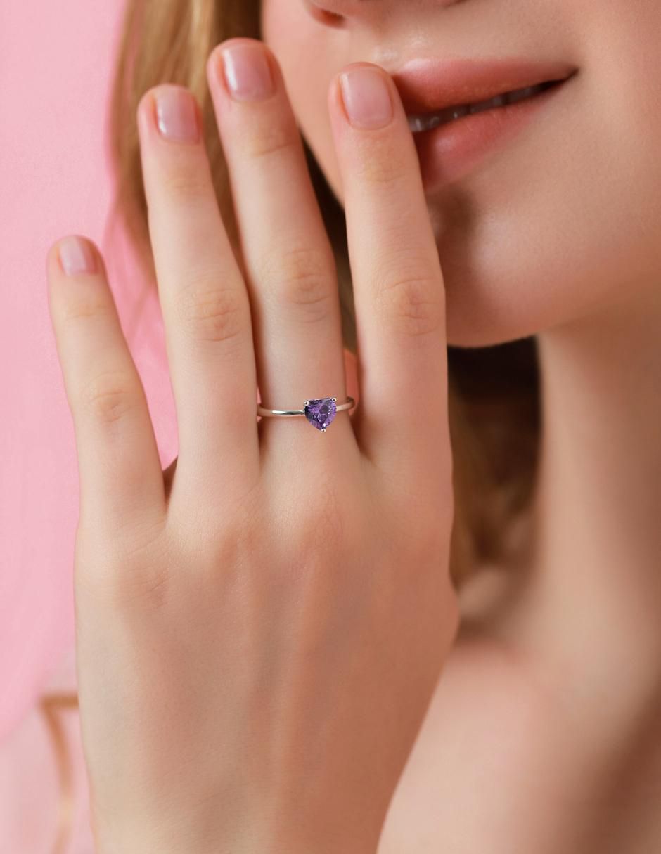 Anillo de corazón P 925 de plata zirconia cúbica brillante 8